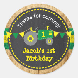 Rustic Green Traktor 1. Geburtstag Gunst Sticker