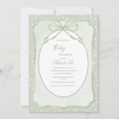 Rustic Green Vintage Baby Shower Einladung (Vorderseite)