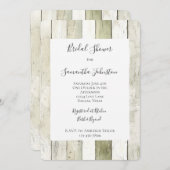 Rustic Green White Faux Wood Bridal Shower Einladung (Vorne/Hinten)