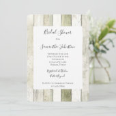 Rustic Green White Faux Wood Bridal Shower Einladung (Stehend Vorderseite)