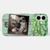 Rustic Green Wood Custom Square Foto Puppy Case-Mate iPhone Hülle (Rückseite (Horizontal))