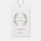 Rustic Green Wreath Elegant Wedding Vielen Dank Geschenkanhänger (Rückseite)