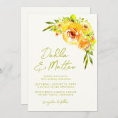 Rustic Green Yellow Floral Handwritten Wedding Einladung (Vorne/Hinten)