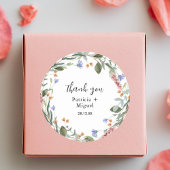 Rustic Greenary Wildblume Leaf Wedding Vielen Dank Runder Aufkleber
