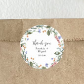 Rustic Greenary Wildblume Leaf Wedding Vielen Dank Runder Aufkleber
