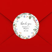 Rustic Greenary Wildblume Leaf Wedding Vielen Dank Runder Aufkleber