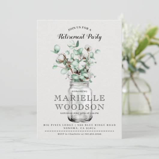 Rustic Greene Retirement Party Einladung (Stehend Vorderseite)