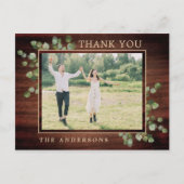 Rustic Greenerage Foliage Foto Wedding Vielen Dank Postkarte (Vorderseite)