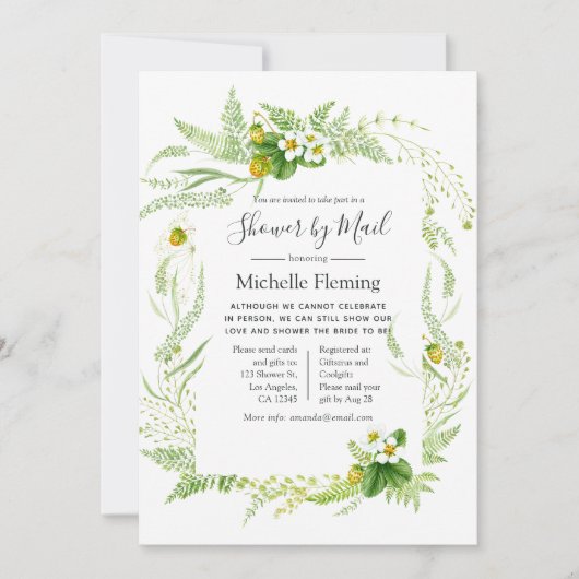 Rustic Greenerity Baby oder Brautparty per Mail Einladung (Vorderseite)