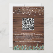 Rustic Greenerity String Lights Wood QR Code Weddi Einladung (Rückseite)