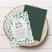 Rustic Greenery Baby Shower Einladung