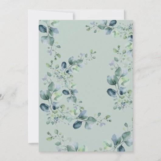 Rustic Greenery Boho Eucalyptus Elegant Wedding Einladung (Rückseite)