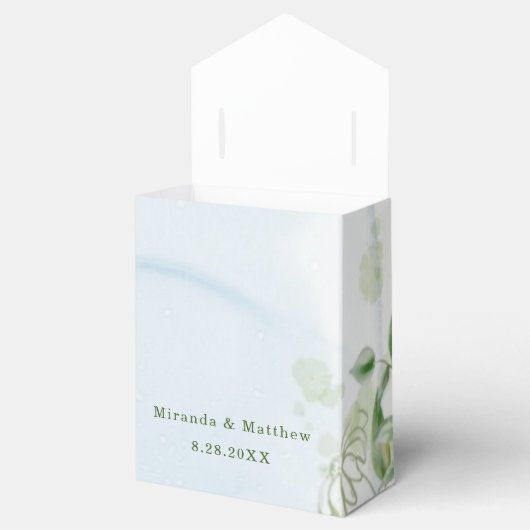 Rustic Greenery Dusty Blue Airy Gastgeschenk Hochz Geschenkschachtel (Geöffnet)