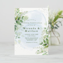 Rustic Greenery Dusty Blue Airy Hochzeitseinladung