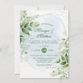 Rustic Greenery Dusty Blue Airy Hochzeitseinladung Einladung (Vorderseite)