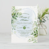 Rustic Greenery Dusty Blue Airy Hochzeitseinladung Einladung (Stehend Vorderseite)