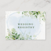 Rustic Greenery Dusty Blue Airy Wedding Registry Visitenkarte (Vorderseite)