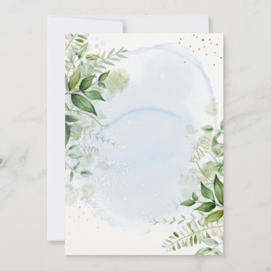 Rustic Greenery Dusty Blue Couples Dusche lädt ein (Rückseite)