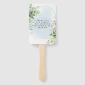 Rustic Greenery Dusty Blue Wedding Danke Hand Fächer (Rückseite)