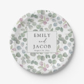 Rustic greenery Eucalyptus paper plate Pappteller (Vorderseite)