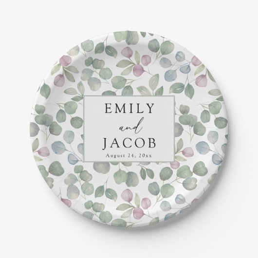 Rustic greenery Eucalyptus paper plate Pappteller (Vorderseite)