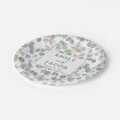 Rustic greenery Eucalyptus paper plate Pappteller (Schrägansicht)