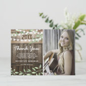 Rustic Greenery Foto Abschluss Foto Vielen Dank Dankeskarte (Stehend Vorderseite)