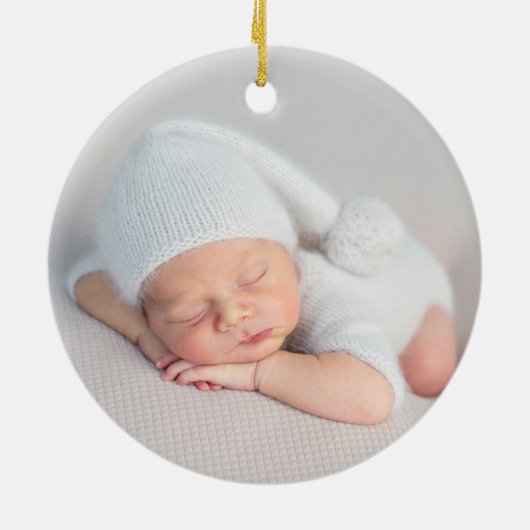 Rustic Greenery Fox Baby's First Christmas Foto Keramik Ornament (Hinten)