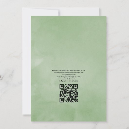 Rustic Greenery Geometric QR Code UAWG Wedding Einladung (Rückseite)