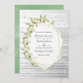 Rustic Greenery Geometric QR Code UAWG Wedding Einladung (Vorne/Hinten)