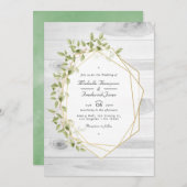 Rustic Greenery Geometric QR Code UAWG Wedding Einladung (Vorne/Hinten)