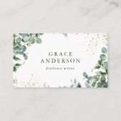 Rustic Greenery Gold Eucalyptus QR Code Visitenkarte (Vorderseite)