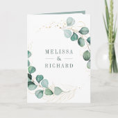 Rustic Greenery Gold Eucalyptus QR Code Wedding  Einladung (Vorderseite)