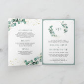 Rustic Greenery Gold Eucalyptus QR Code Wedding  Einladung (Innenseite)