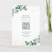 Rustic Greenery Gold Eucalyptus QR Code Wedding  Einladung (Rückseite)