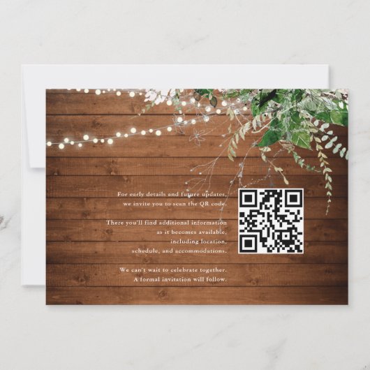 Rustic Greenery Heart Photo Save The Date (Rückseite)