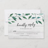 Rustic Greenery Kindly Reply RSVP Karte (Vorderseite)