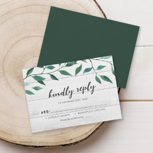 Rustic Greenery Kindly Reply RSVP Karte