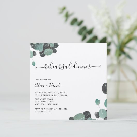 Rustic Greenery Kraft Probe Dinner Einladungen (Stehend Vorderseite)