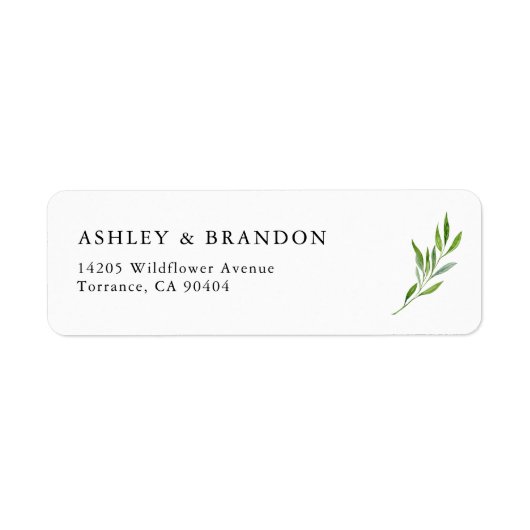 Rustic Greenery Leaf Wedding Return Address Label (Vorne)