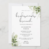 Rustic Greenery Monogram Bridesmaids Brunch Einladung (Vorderseite)