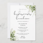 Rustic Greenery Monogram Bridesmaids Luncheon Invi Einladung (Vorderseite)