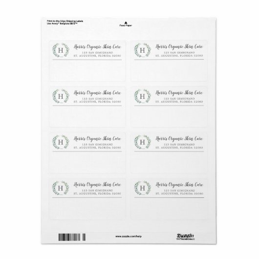 Rustic Greenery Monogram Business Shipping (Vorne)