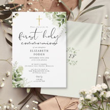 Rustic Greenery Monogram First Holy Communion