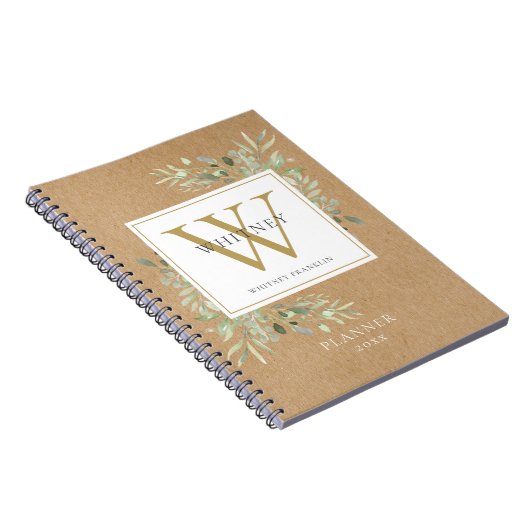 Rustic Greenery Monogram Notizblock (Rechte Seite)