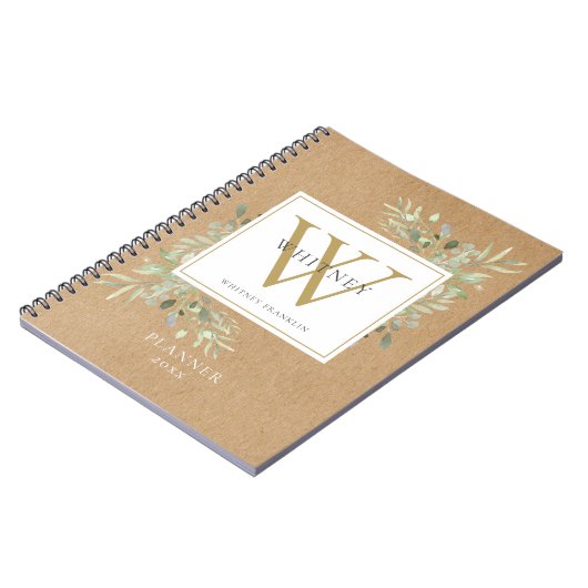 Rustic Greenery Monogram Notizblock (Linke Seite)