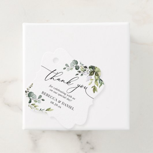 Rustic Greenery Monogram Wedding Vielen Dank Geschenkanhänger (Beispiel)