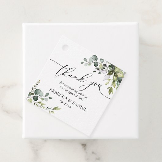 Rustic Greenery Monogram Wedding Vielen Dank Geschenkanhänger (Beispiel)