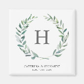 Rustic Greenery Monogram Wreath Wedding Magnet (Vorne)