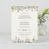 Rustic Greenery QR Code Hochzeit Einladung (Stehend Vorderseite)